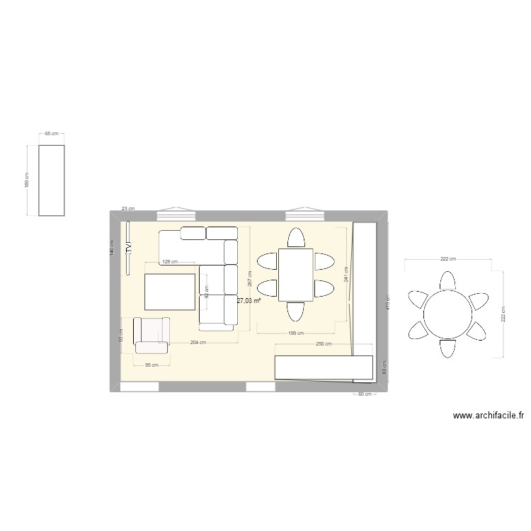 Séjour boconcept. Plan de 1 pièce et 27 m2