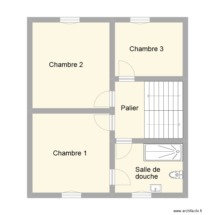 ausseur etage 1. Plan de 5 pièces et 61 m2