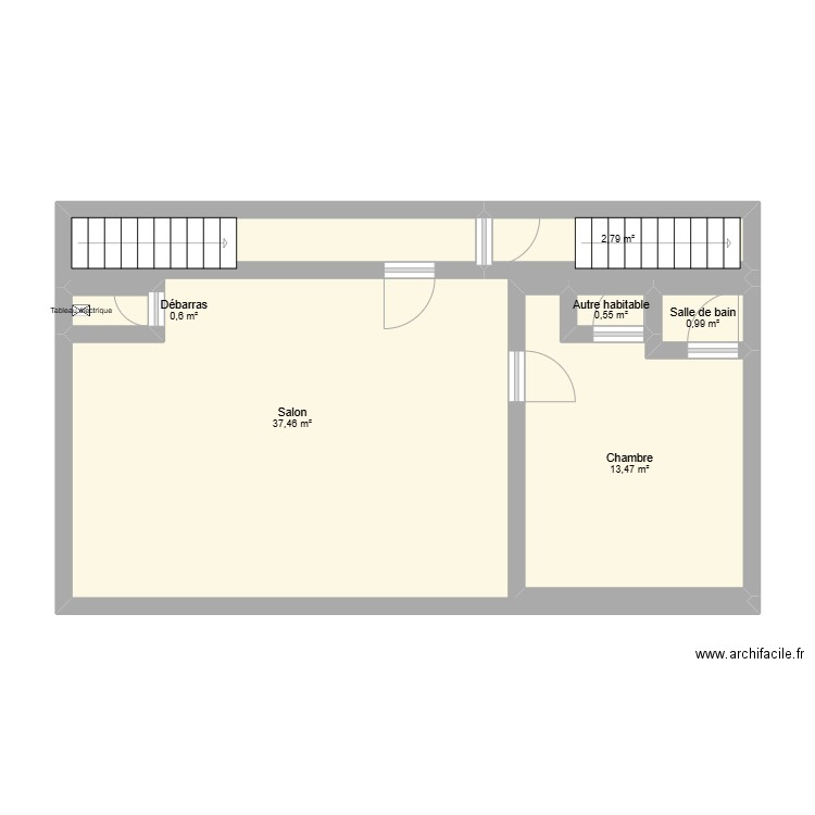 plan etage 1 st tropez. Plan de 6 pièces et 56 m2