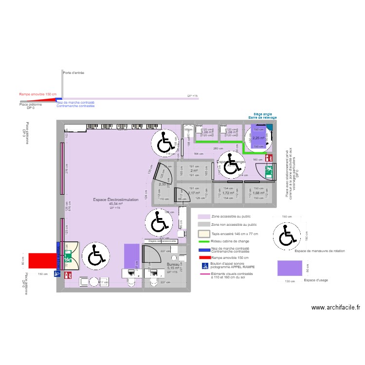 MYOTEC APRÈS AMÉNAGEMENTS ESPACES MANOEUVRE ET USAGE. Plan de 13 pièces et 75 m2