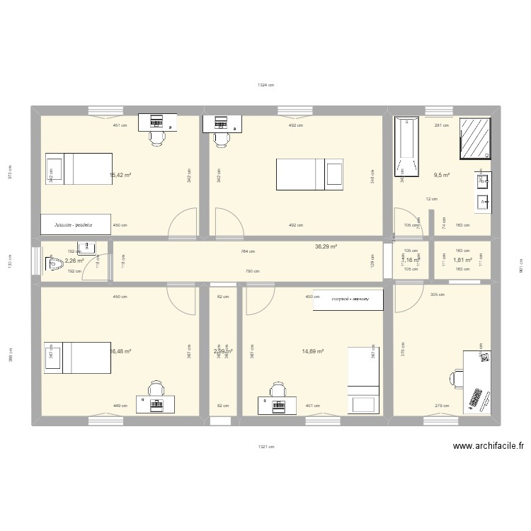 New maison ETAGE v4. Plan de 9 pièces et 101 m2