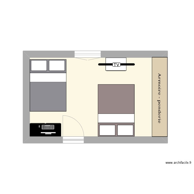 plan de ma chambre . Plan de 1 pièce et 15 m2