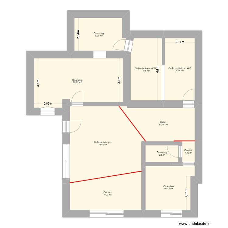 Maison cocoon. Plan de 10 pièces et 107 m2