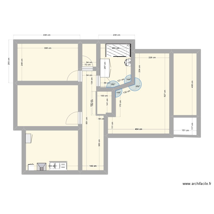 Sanchez. Plan de 8 pièces et 68 m2