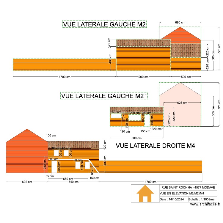 V.RADOUX - VUE EN ELEVATION M2 - 1/100 - VER 2.16. Plan de 0 pièce et 0 m2