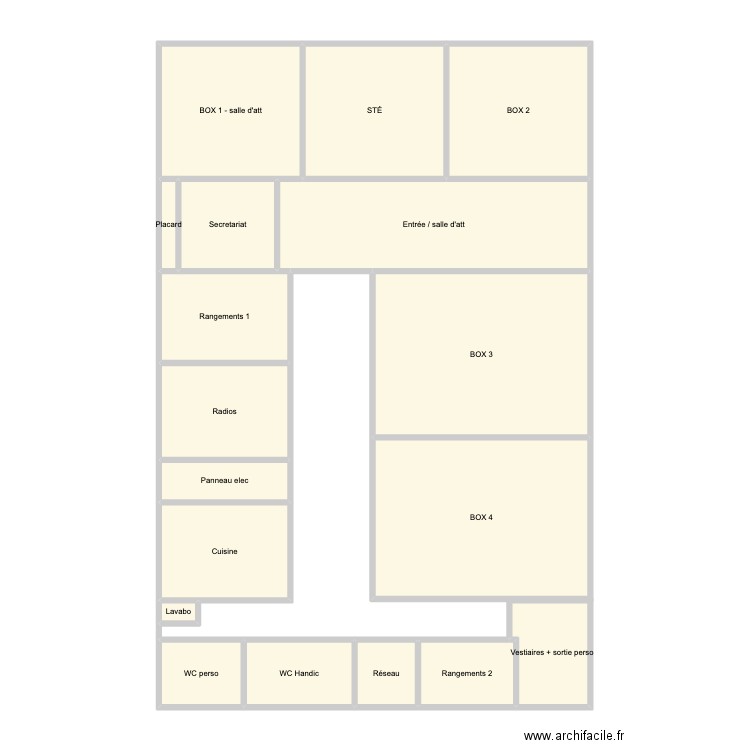 CAB. Plan de 18 pièces et 123 m2