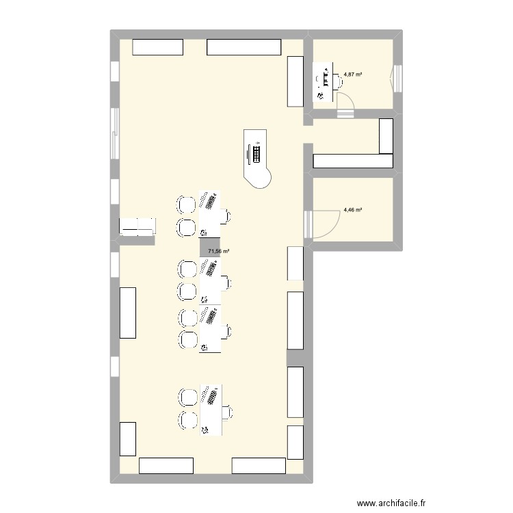 plan magasin. Plan de 3 pièces et 81 m2