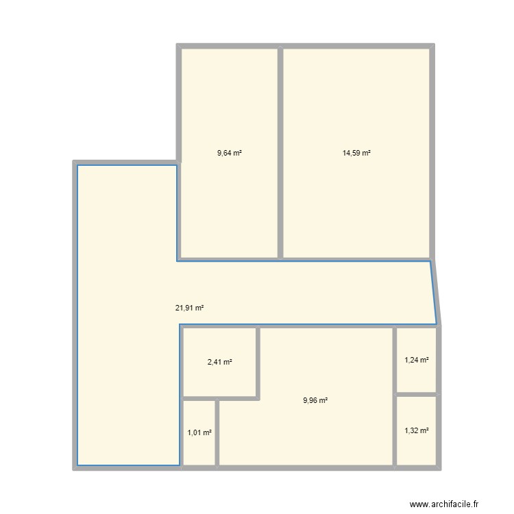 Plan Belleville. Plan de 8 pièces et 62 m2