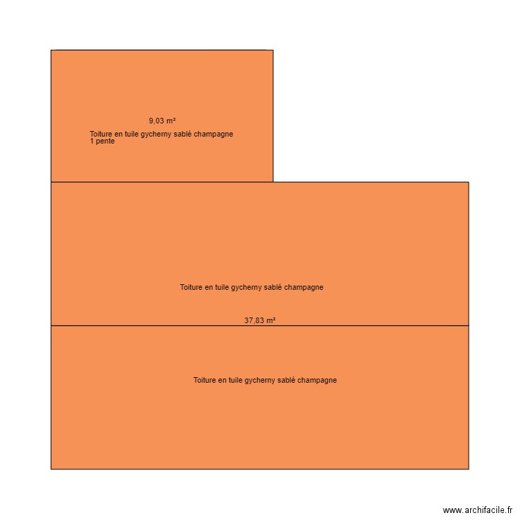 toiture. Plan de 2 pièces et 47 m2