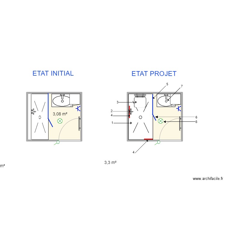 VERHOLLE. Plan de 3 pièces et 7 m2