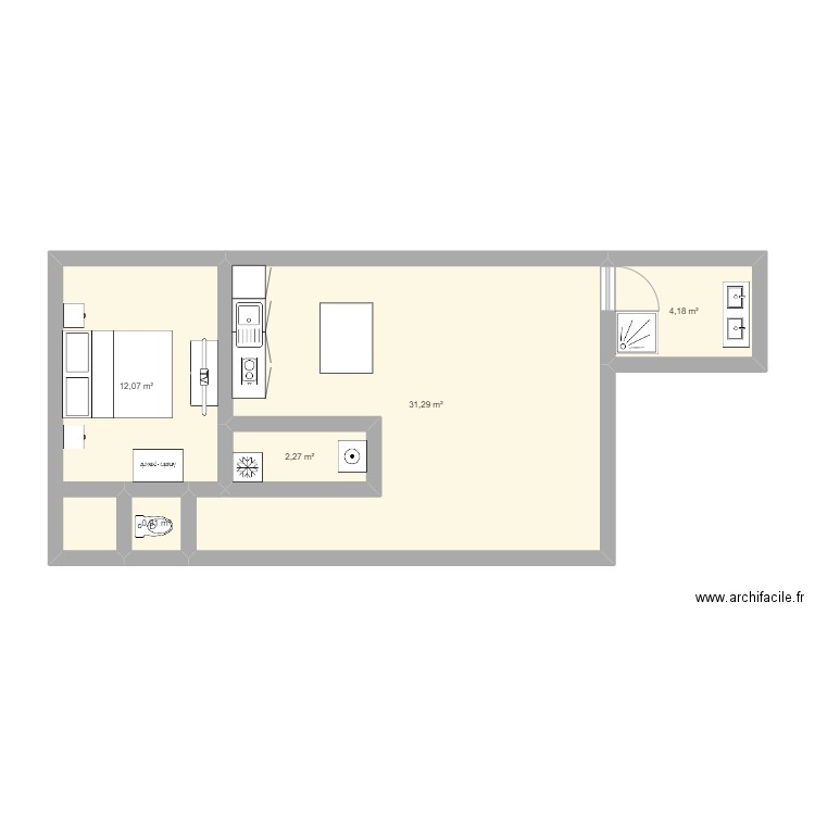 appartement 1. Plan de 5 pièces et 51 m2