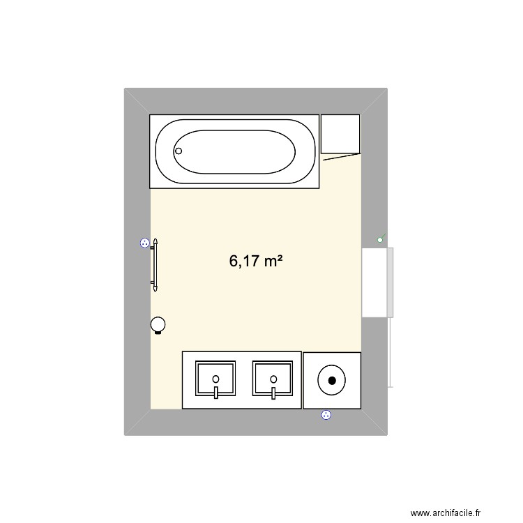 Salle de Bain . Plan de 1 pièce et 6 m2