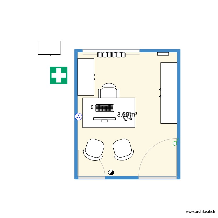 Bureau IDE Ferté v4. Plan de 1 pièce et 9 m2