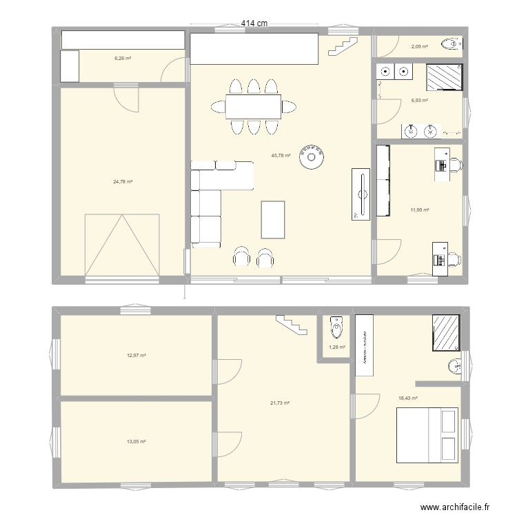 Future maison v2. Plan de 11 pièces et 165 m2