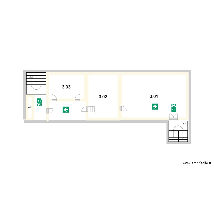  Sacré Coeur de Stockel - Vieux bâtiment - Etage 3. Plan de 4 pièces et 9 m2