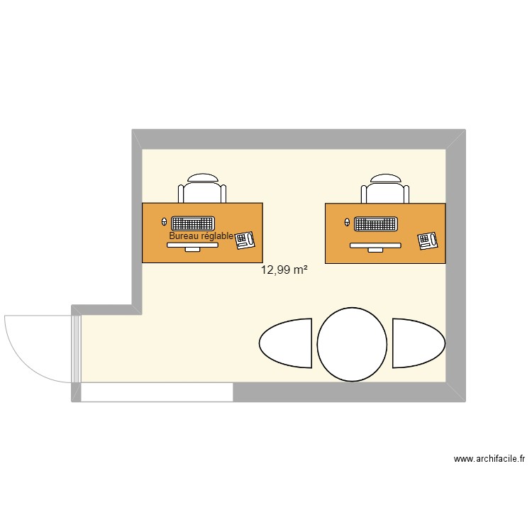 Saale de projection. Plan de 1 pièce et 13 m2