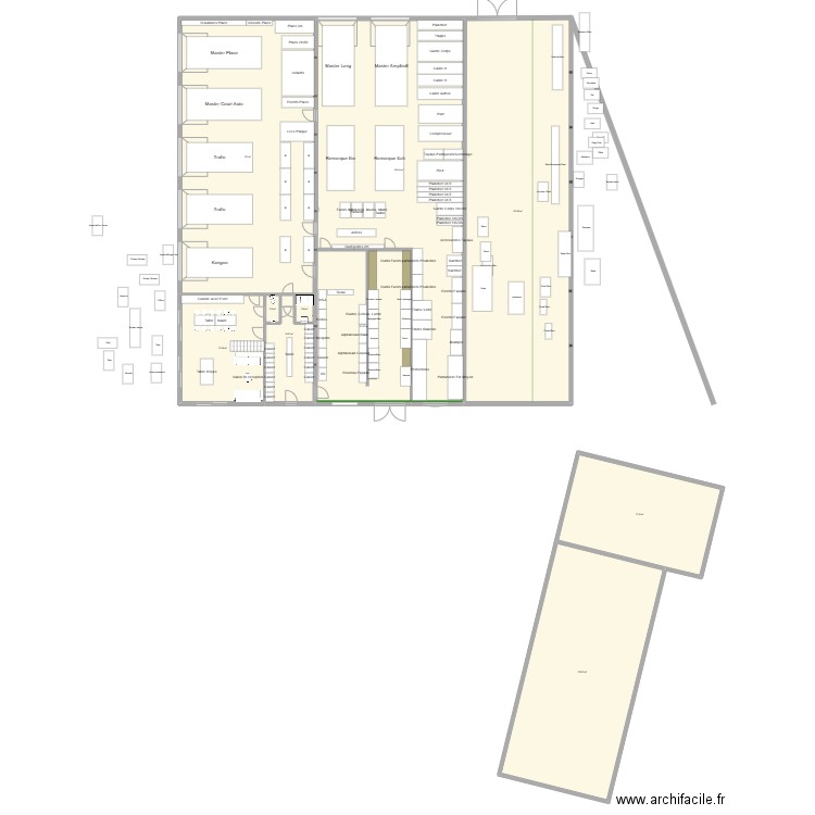 F Batiment. Plan de 14 pièces et 1219 m2