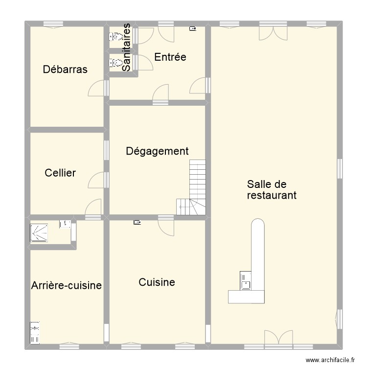 sevin rdc. Plan de 10 pièces et 230 m2