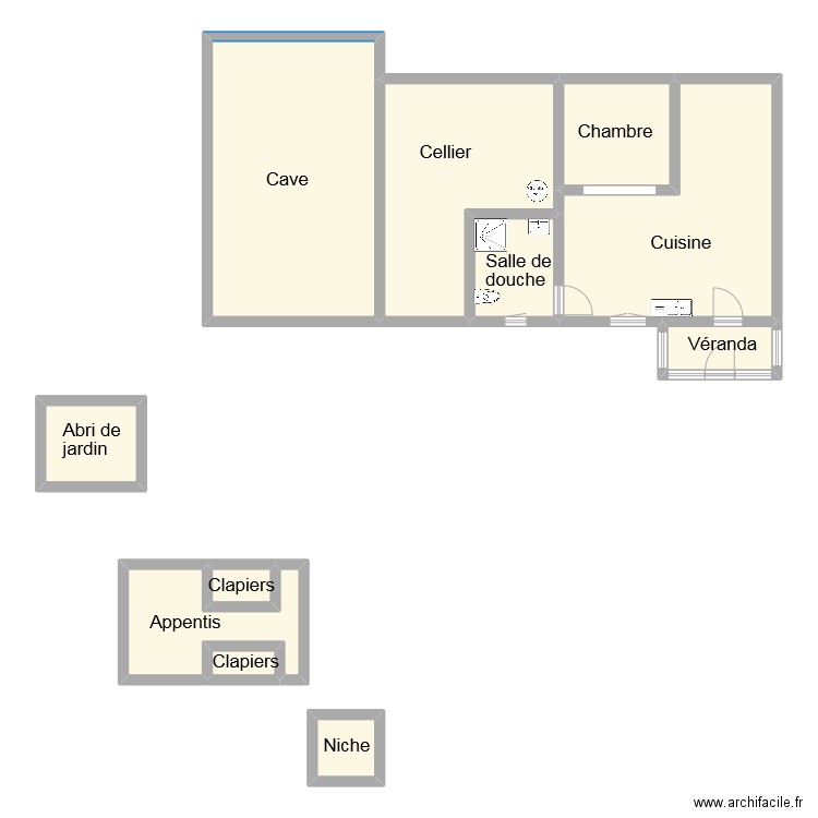 ati. Plan de 11 pièces et 120 m2