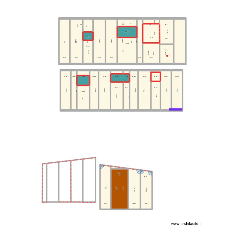 Mur cuisine / salon. Plan de 33 pièces et 33 m2