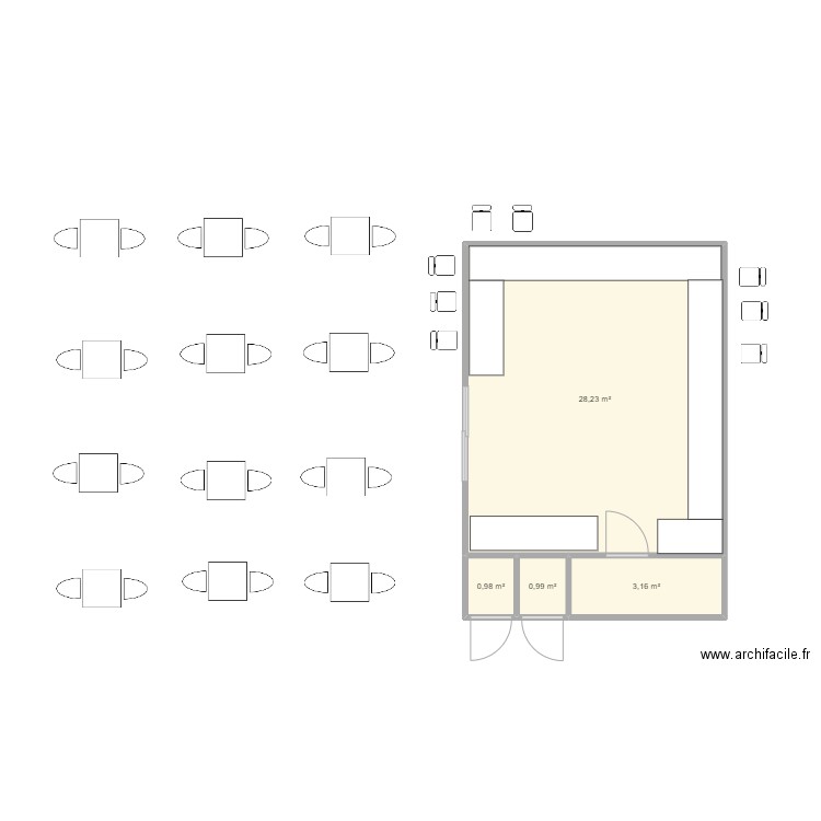 SNACK DE PLAGE. Plan de 4 pièces et 33 m2
