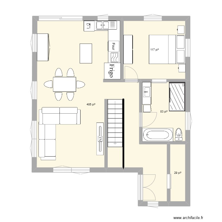 maison2. Plan de 4 pièces et 66 m2