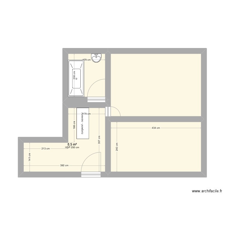 Cyhambre . Plan de 4 pièces et 36 m2