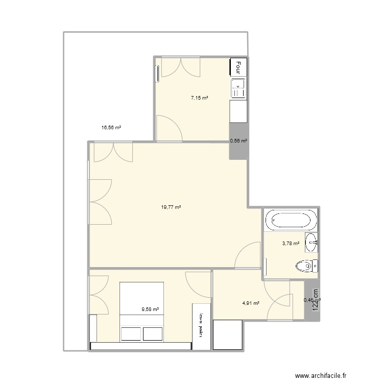 Appart. Plan de 8 pièces et 63 m2