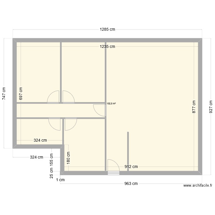 Bob1. Plan de 1 pièce et 103 m2