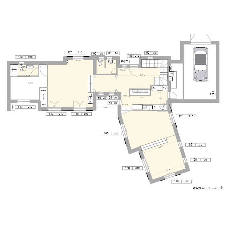 BANDOL RDC Test 3. Plan de 2 pièces et 111 m2