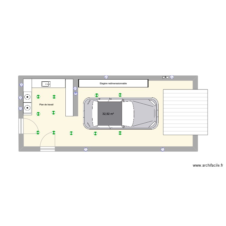 plan garage. Plan de 1 pièce et 33 m2