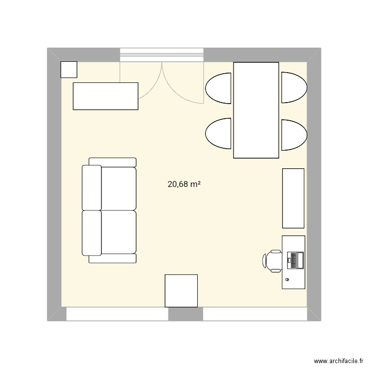 Aménagement Salon 20m2 lortet 3. Plan de 1 pièce et 21 m2