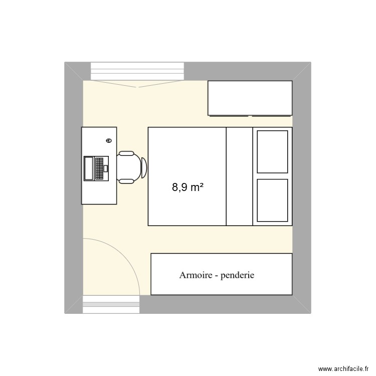 APPART 30. Plan de 1 pièce et 9 m2