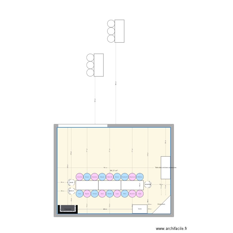 plan baptême. Plan de 1 pièce et 64 m2