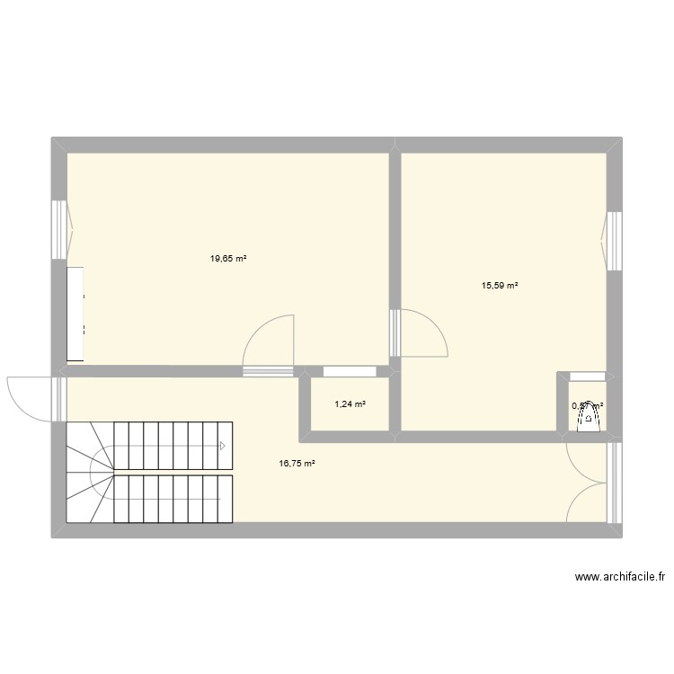 Cannet - RDC vide. Plan de 5 pièces et 54 m2