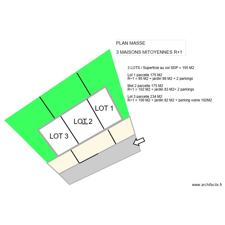 MI 3 du 11 mars TER. Plan de 3 pièces et 320 m2