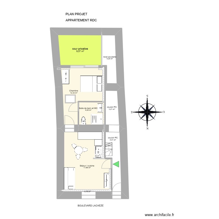 CHARLET PROJET. Plan de 8 pièces et 56 m2