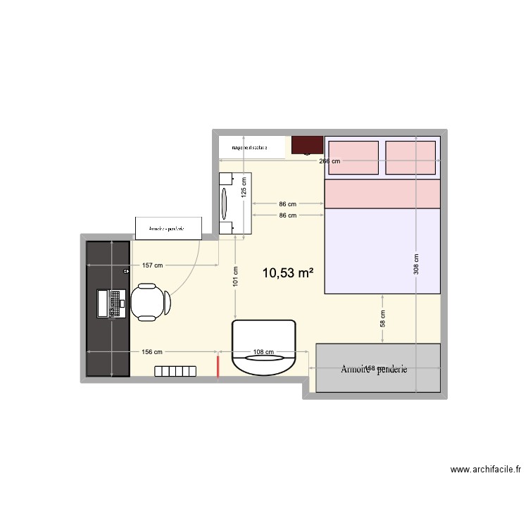 Elsa2. Plan de 1 pièce et 11 m2