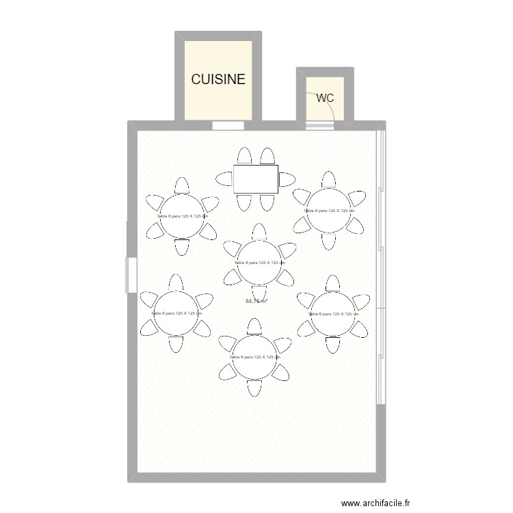 plan salle. Plan de 3 pièces et 70 m2