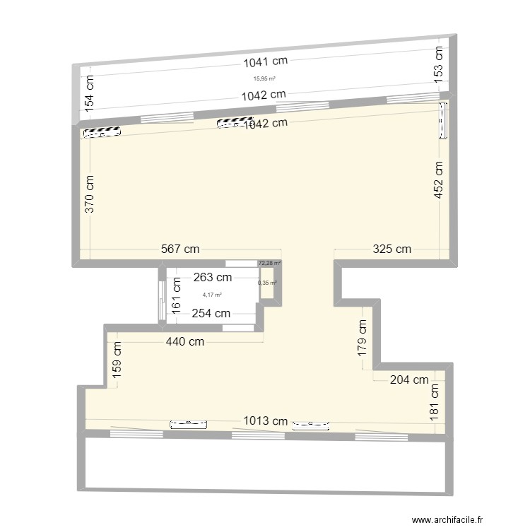 Bureau Terrasse v2. Plan de 4 pièces et 93 m2