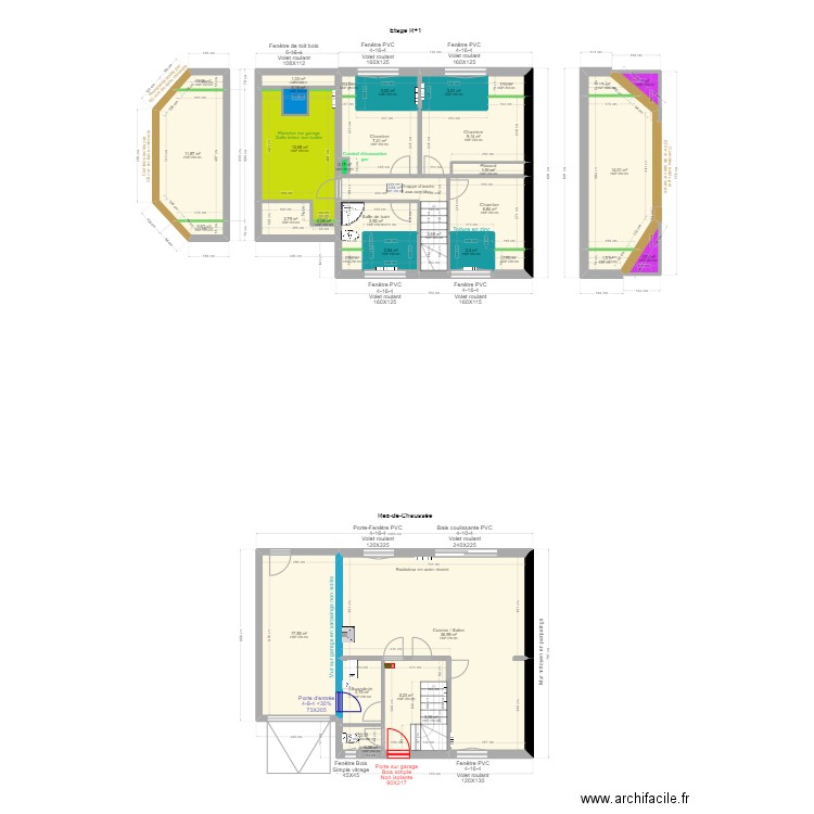 Plans - Fournier - Saisie. Plan de 36 pièces et 167 m2