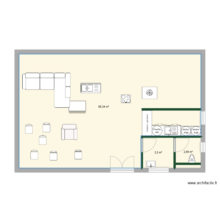 maison2. Plan de 3 pièces et 71 m2