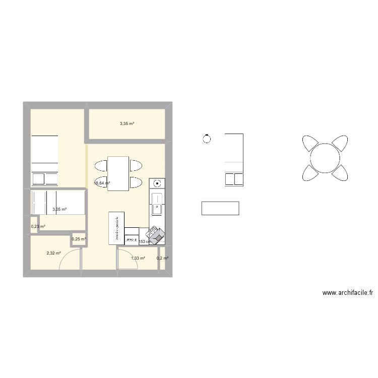 Plan Toussuire 9. Plan de 8 pièces et 29 m2