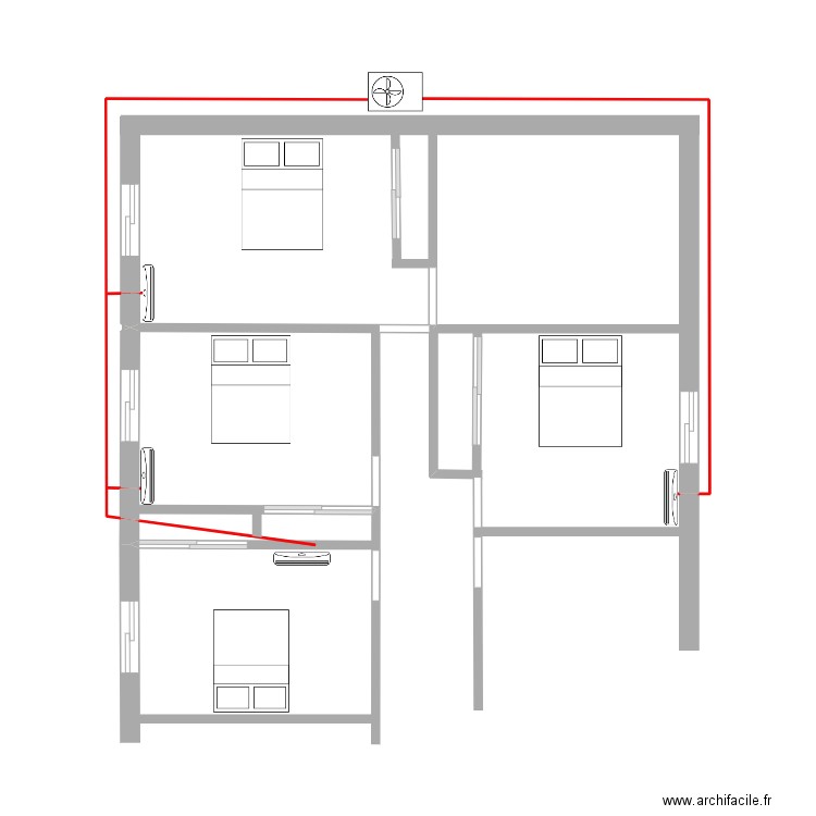 chambres. Plan de 1 pièce et 0 m2