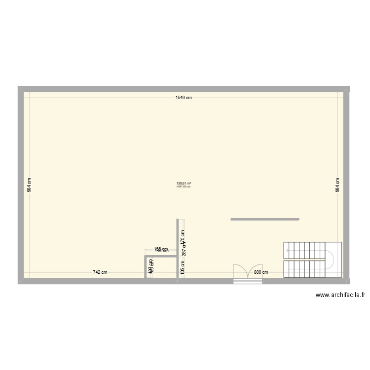 maison 1. Plan de 1 pièce et 140 m2