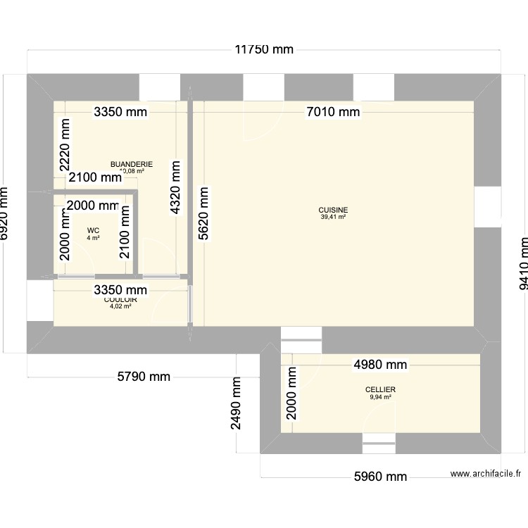 LONGÈRE CÔTÉ MAISON. Plan de 5 pièces et 67 m2