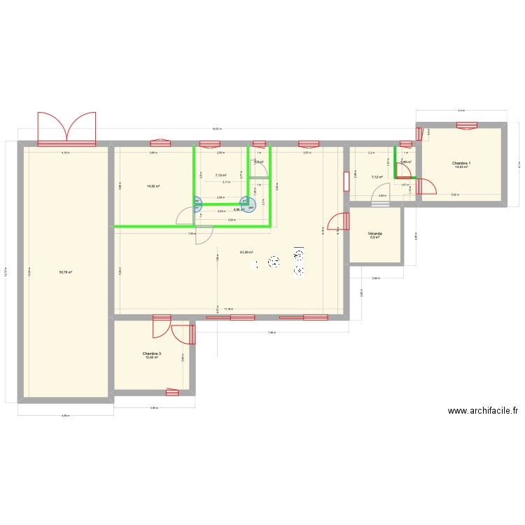 Villa Cuers 7. Plan de 11 pièces et 183 m2