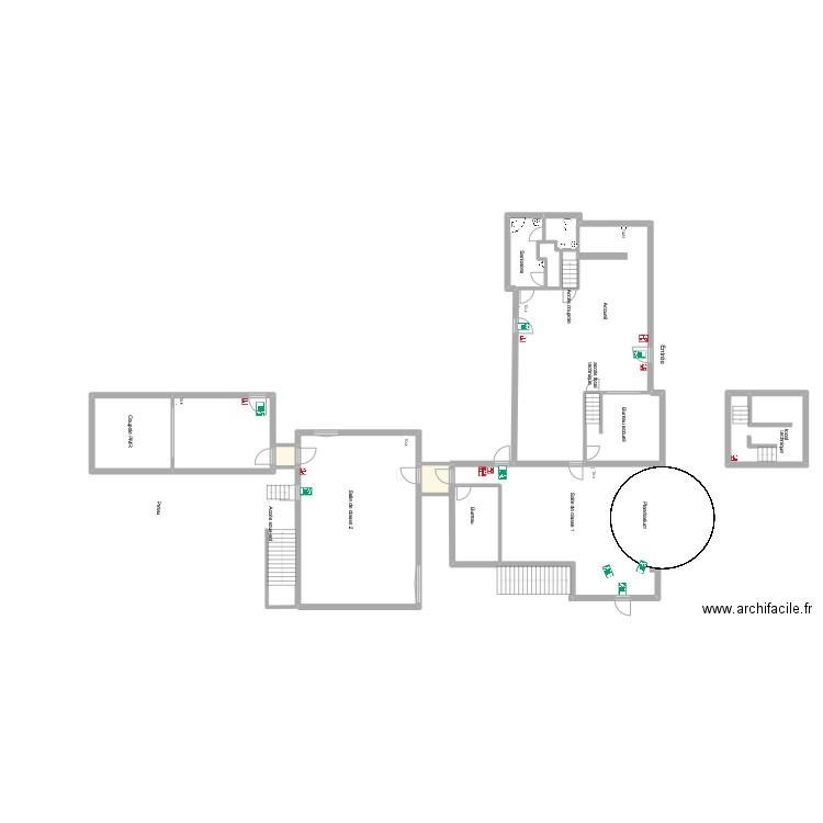 OCA pompiers -90°. Plan de 13 pièces et 310 m2