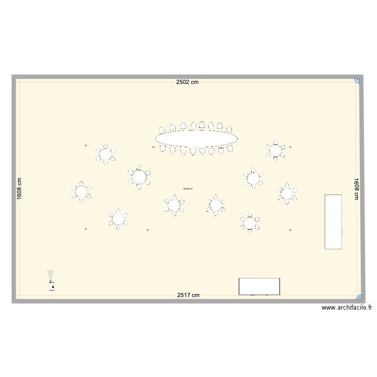 Version 1 plan salle. Plan de 1 pièce et 404 m2