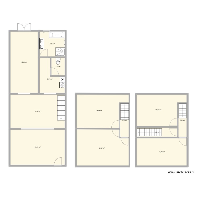 Attiches. Plan de 13 pièces et 156 m2